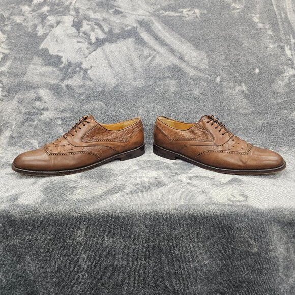 MEZLAN Genuine Ostrich Dress Shoes Mens 13M Derby Loafer brown lace-up oxford main image 7